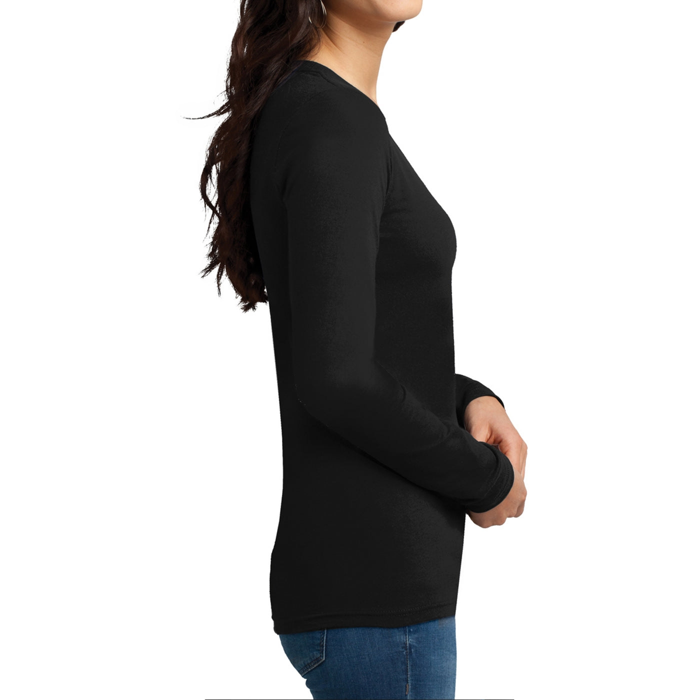 Women's Juniors The Concert Tee Long Sleeve V-Neck - Black