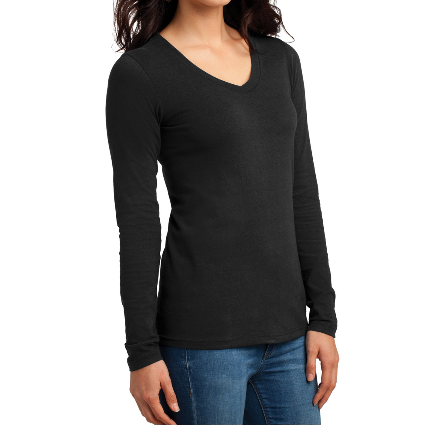 Women's Juniors The Concert Tee Long Sleeve V-Neck - Black