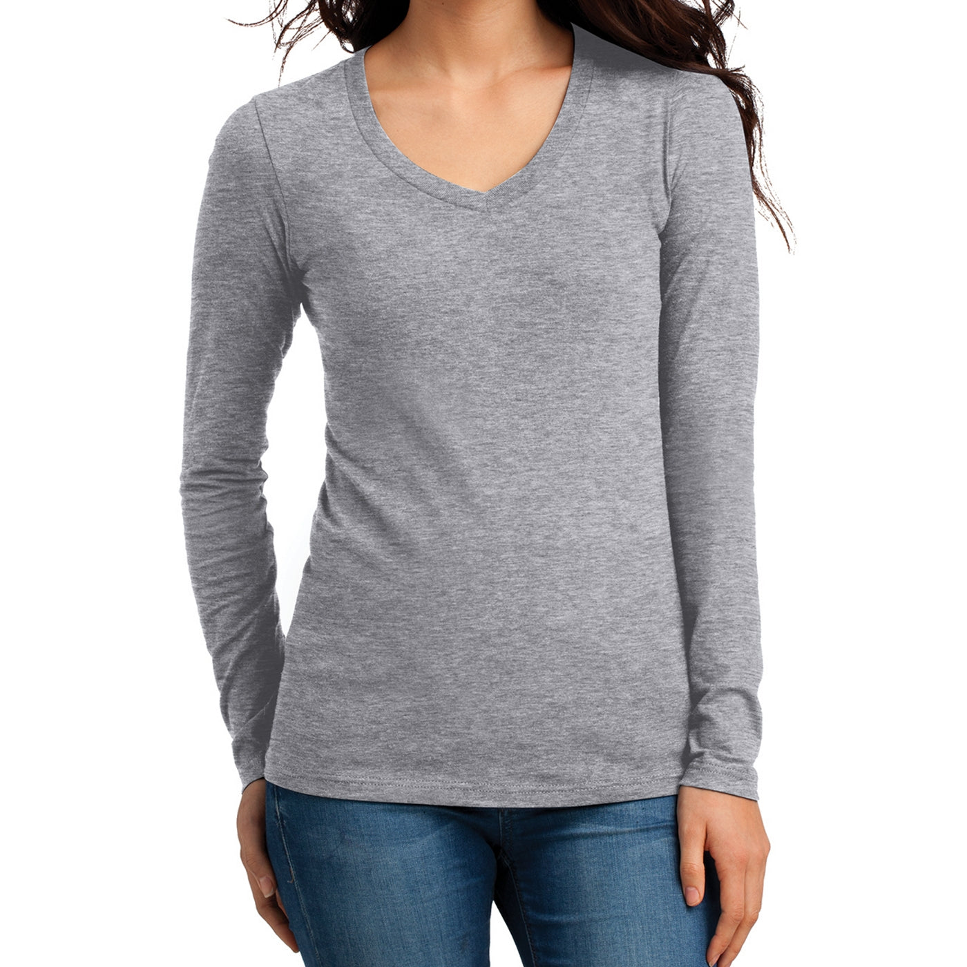 Women's Juniors The Concert Tee Long Sleeve V-Neck - Heather Grey