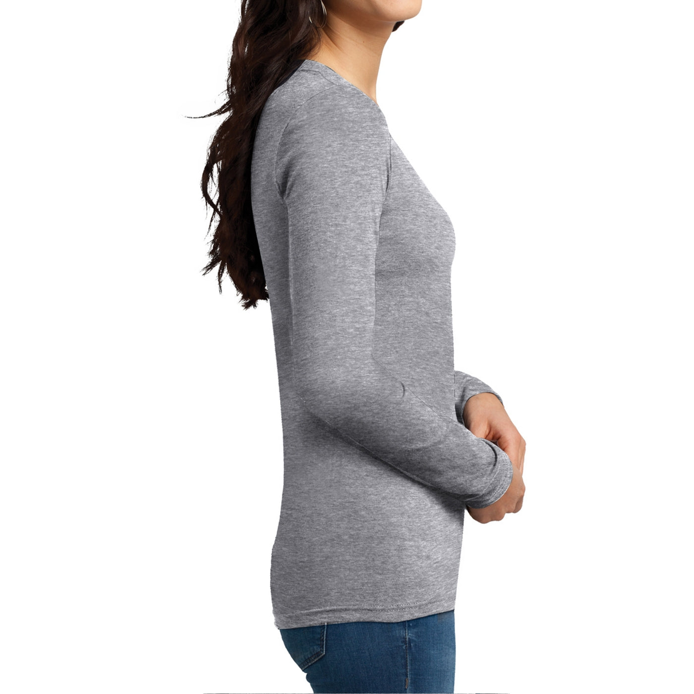 Women's Juniors The Concert Tee Long Sleeve V-Neck - Heather Grey