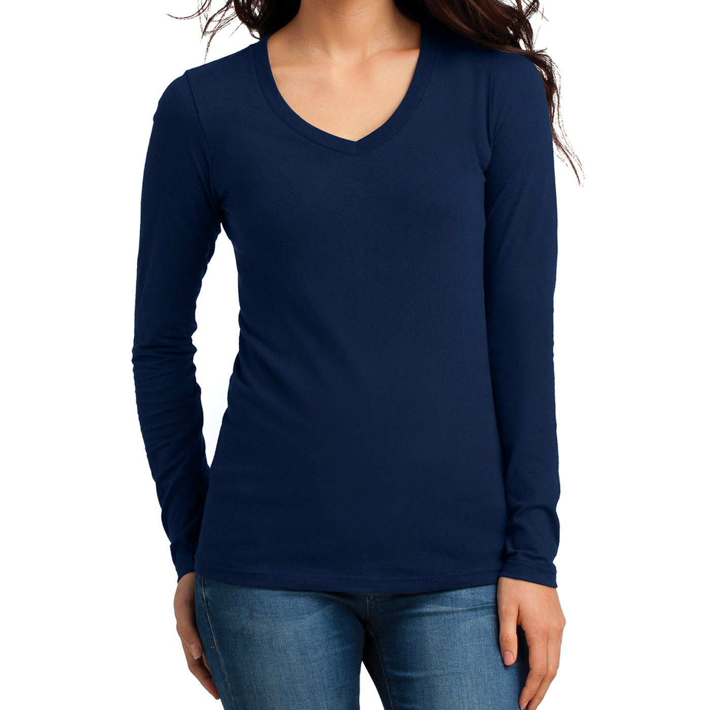 Women's Juniors The Concert Tee Long Sleeve V-Neck - New Navy