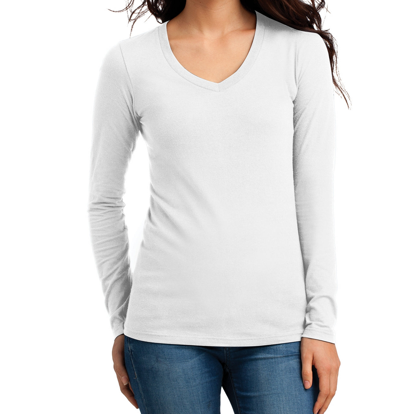 Women's Juniors The Concert Tee Long Sleeve V-Neck - White