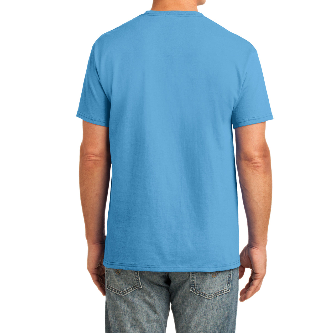 Men's Core Cotton Pocket Tee - Aquatic Blue - Back