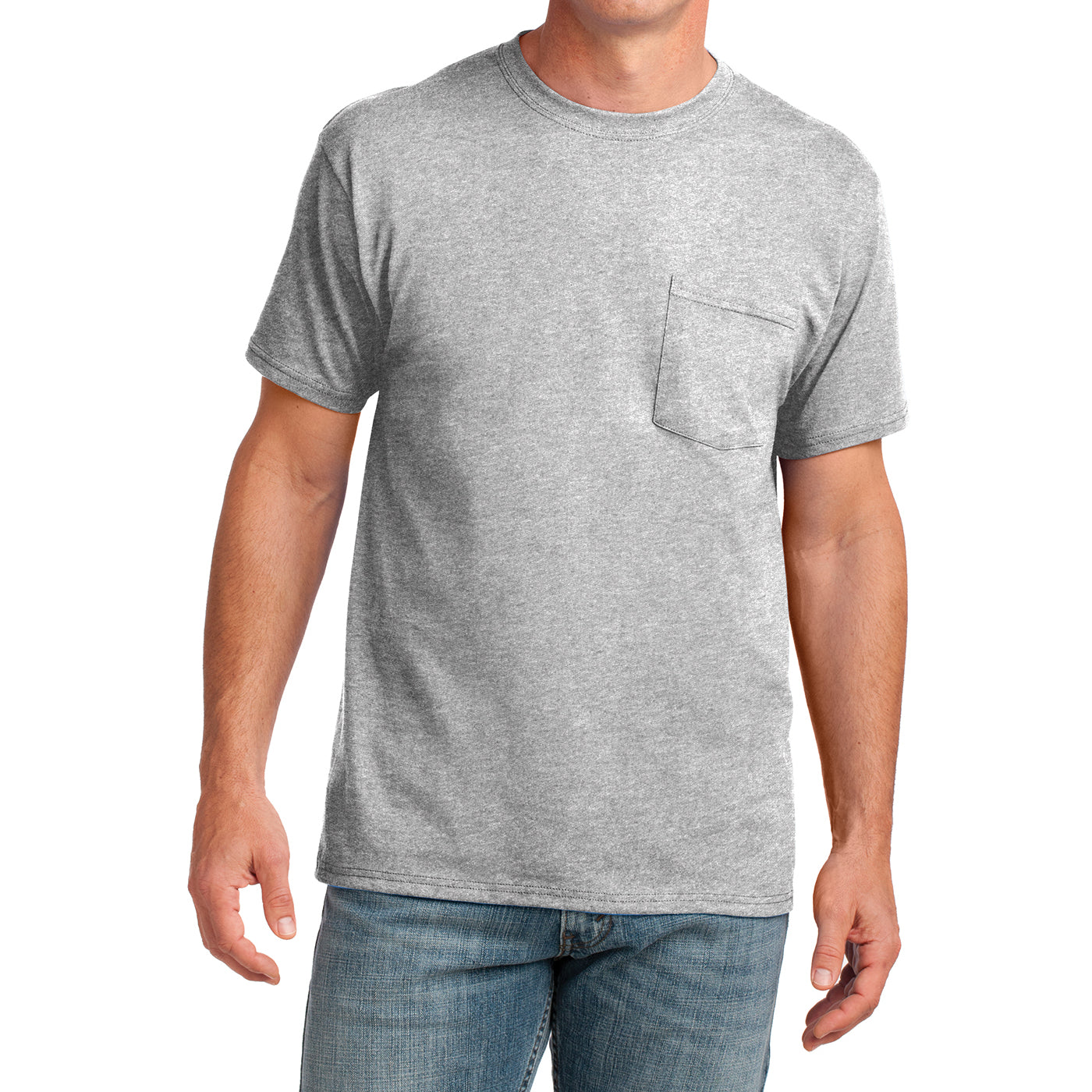Men's Core Cotton Pocket Tee - Ash - Front