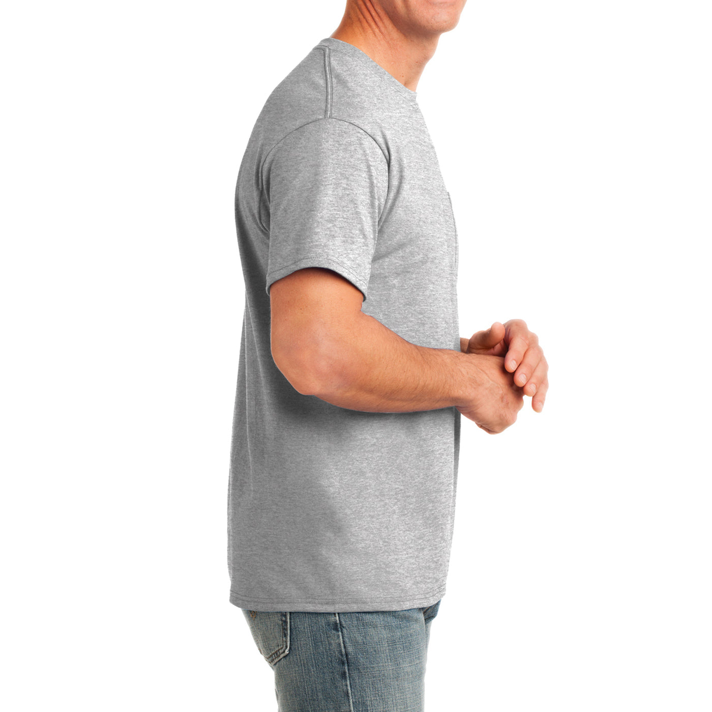 Men's Core Cotton Pocket Tee - Ash - Side