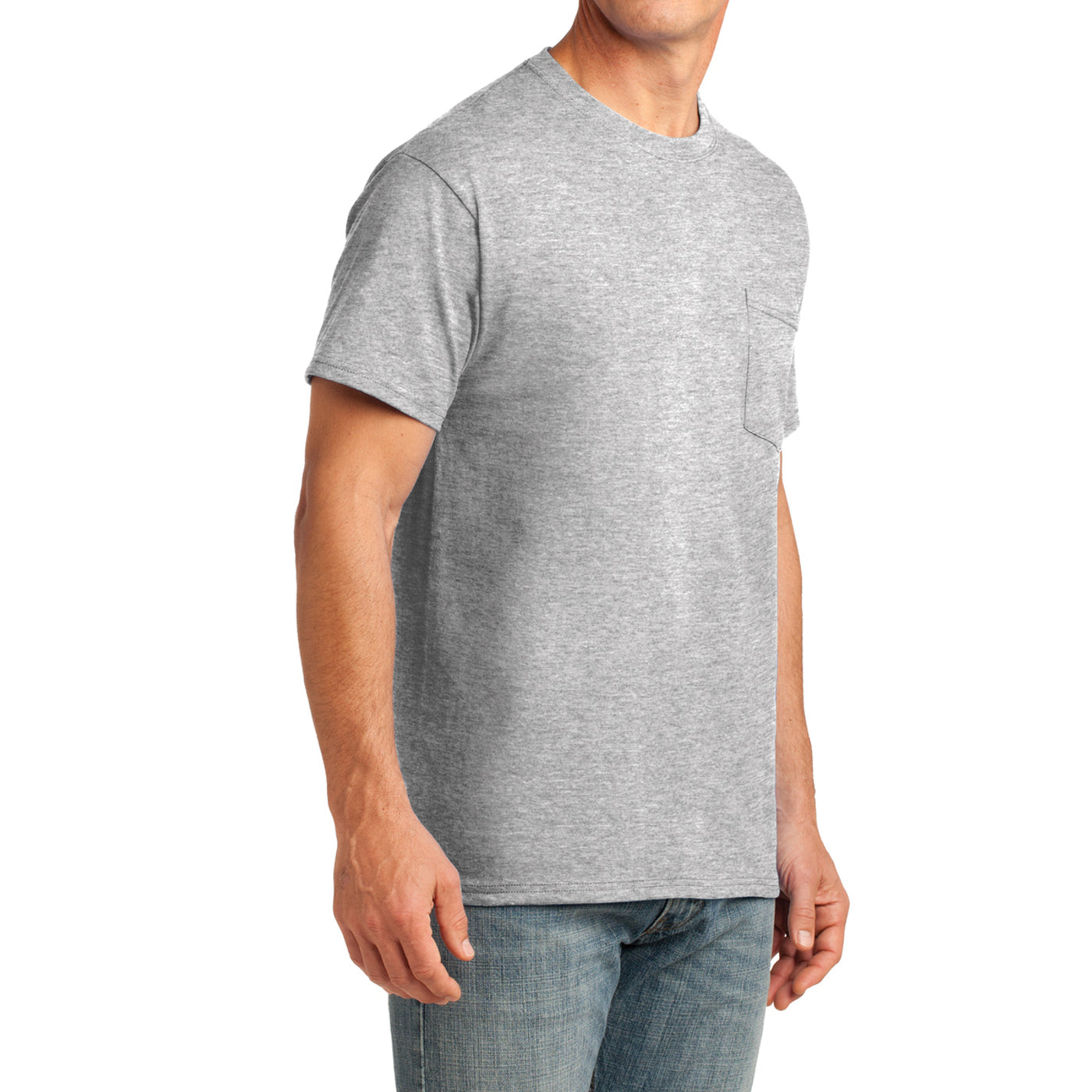 Men's Core Cotton Pocket Tee - Ash - Side