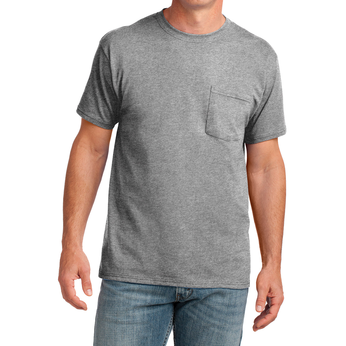 Men's Core Cotton Pocket Tee - Athletic Heather - Front