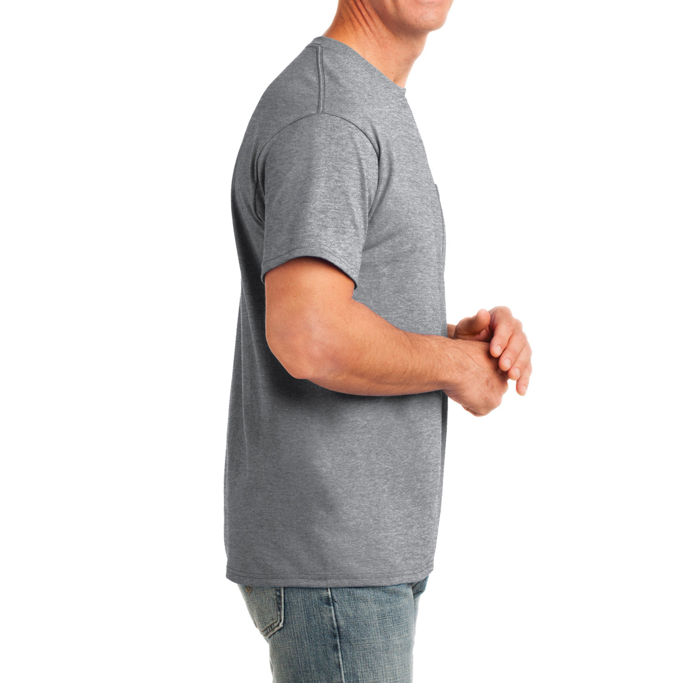 Men's Core Cotton Pocket Tee - Athletic Heather - Side