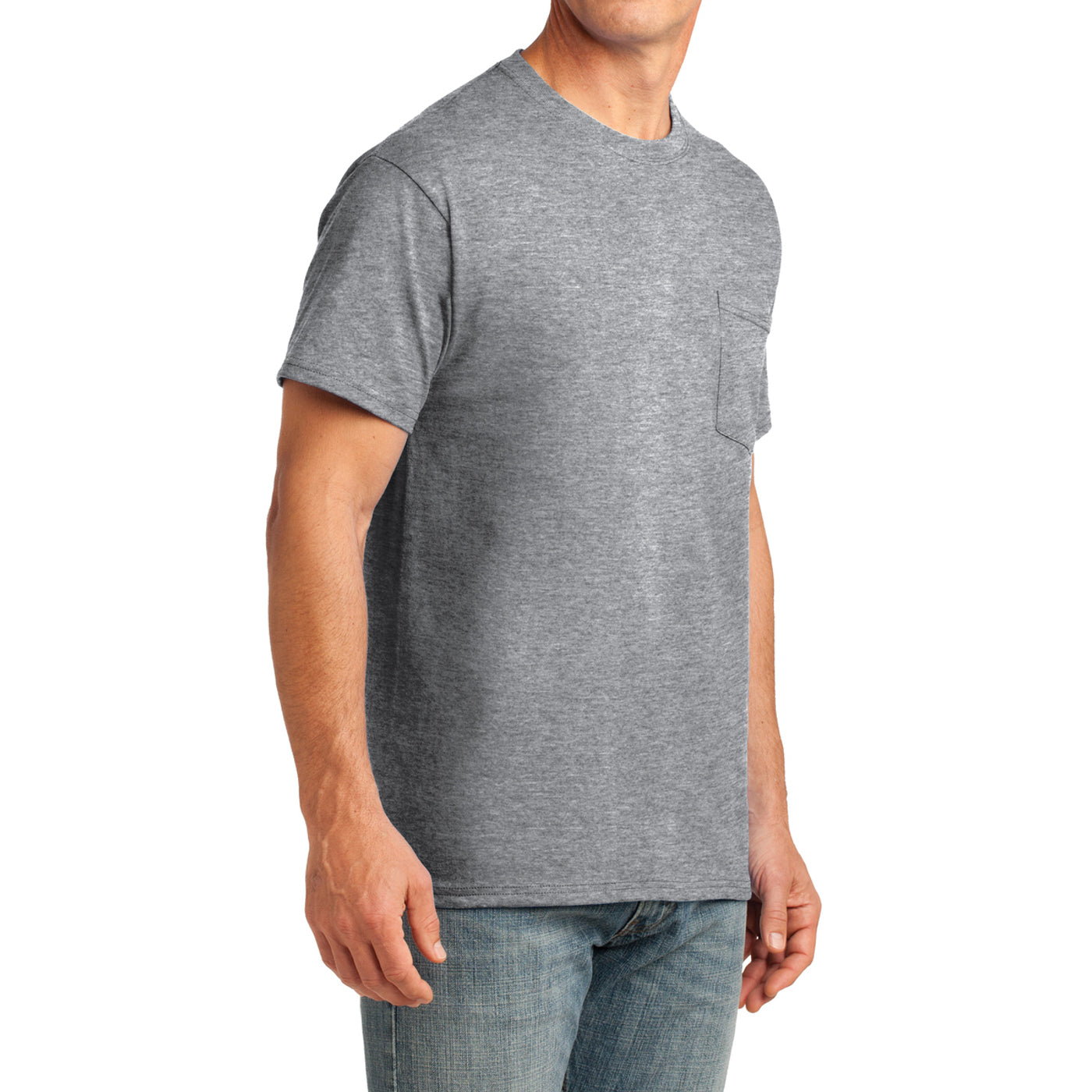Men's Core Cotton Pocket Tee - Athletic Heather - Side