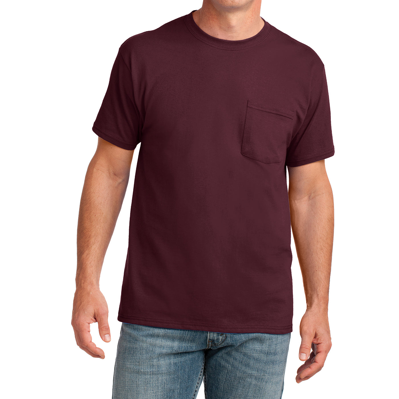 Men's Core Cotton Pocket Tee - Athletic Maroon - Front