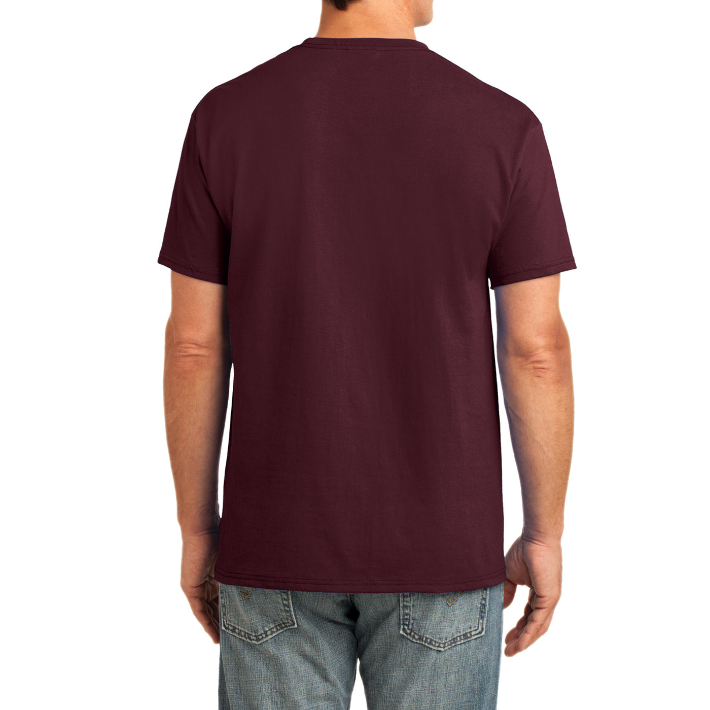 Men's Core Cotton Pocket Tee - Athletic Maroon - Back