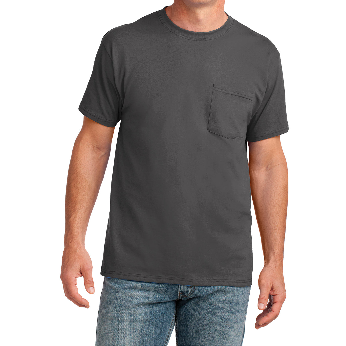 Men's Core Cotton Pocket Tee - Charcoal - Front