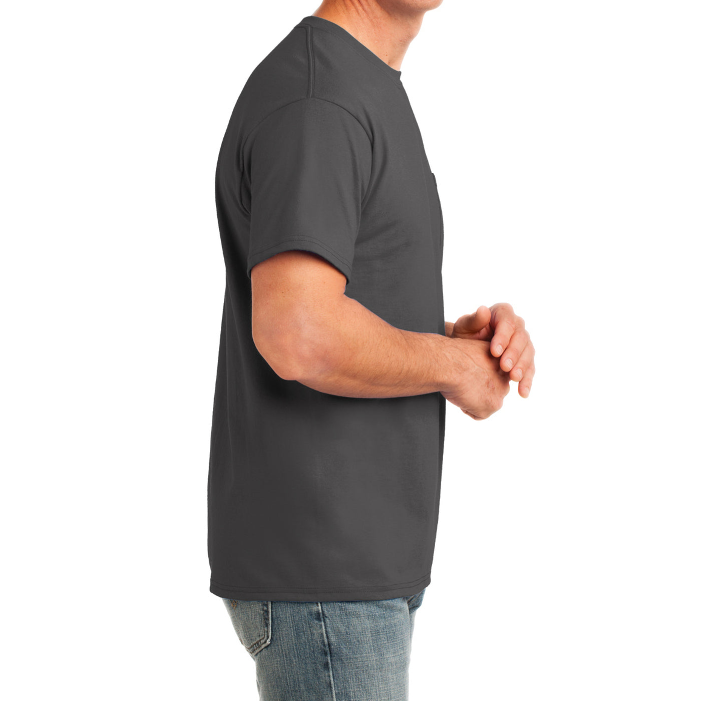 Men's Core Cotton Pocket Tee - Charcoal - Side
