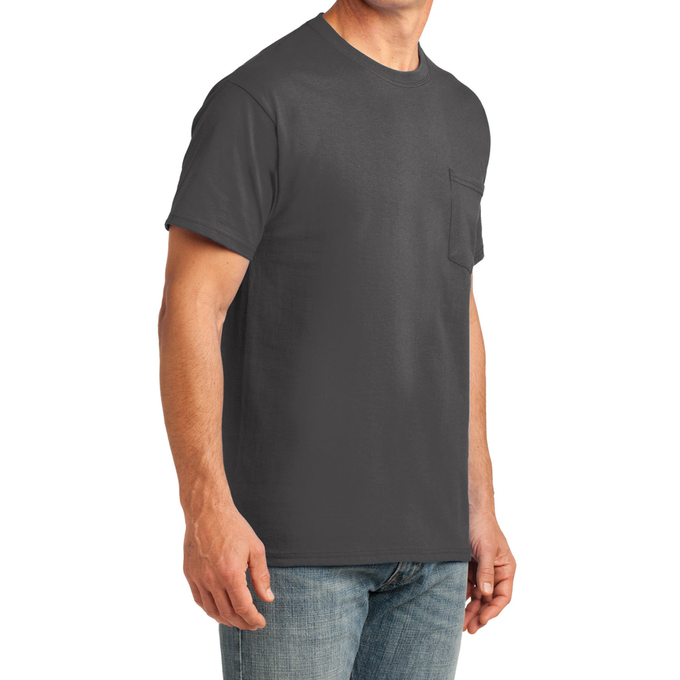 Men's Core Cotton Pocket Tee - Charcoal - Side