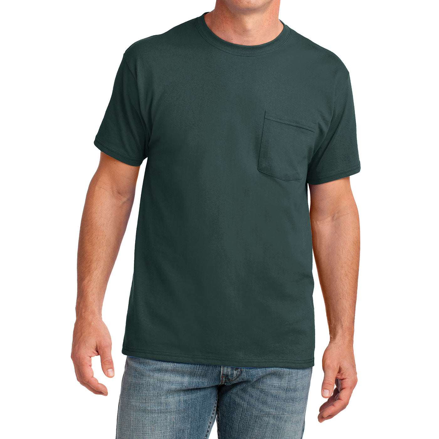 Men's Core Cotton Pocket Tee - Dark Green - Front