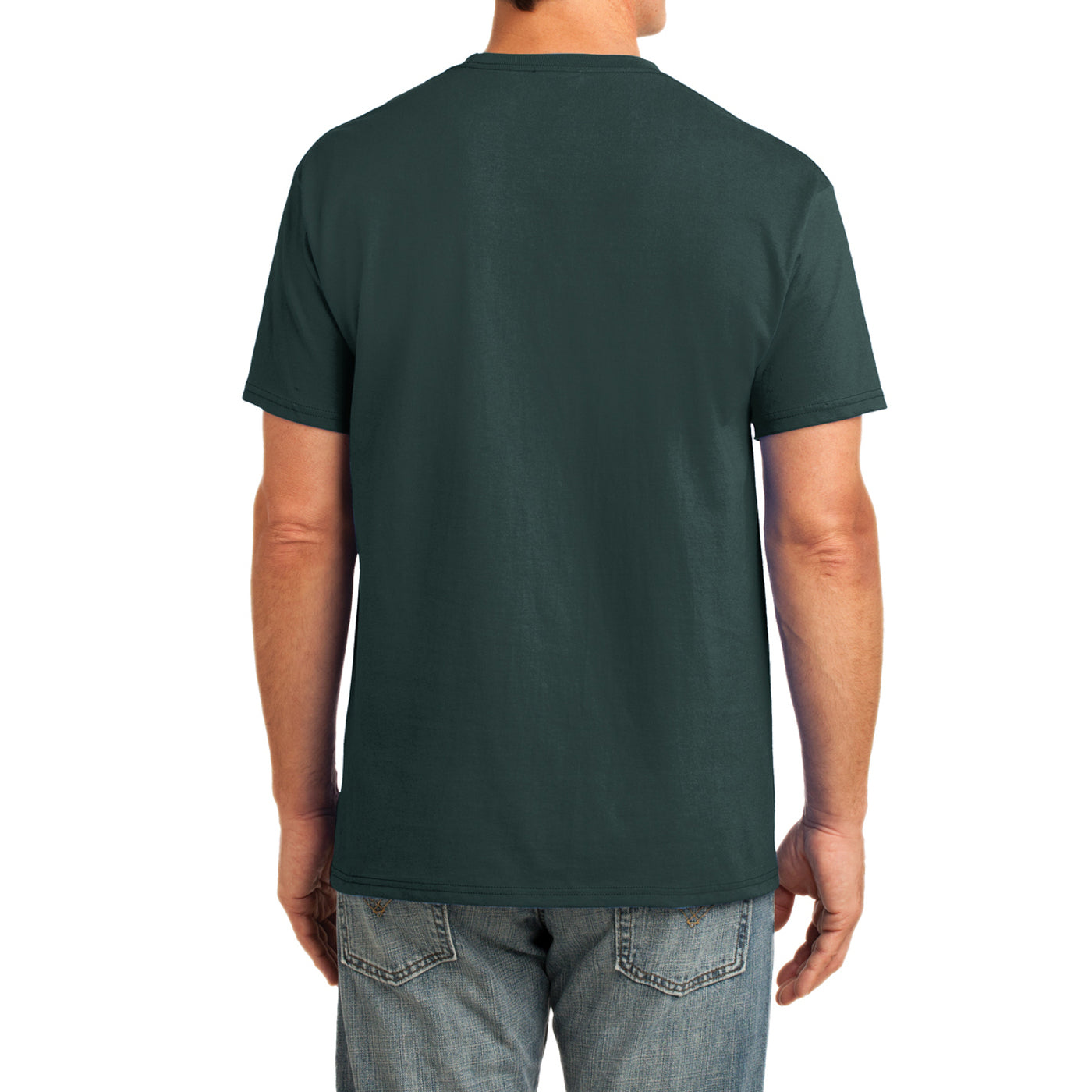 Men's Core Cotton Pocket Tee - Dark Green - Back