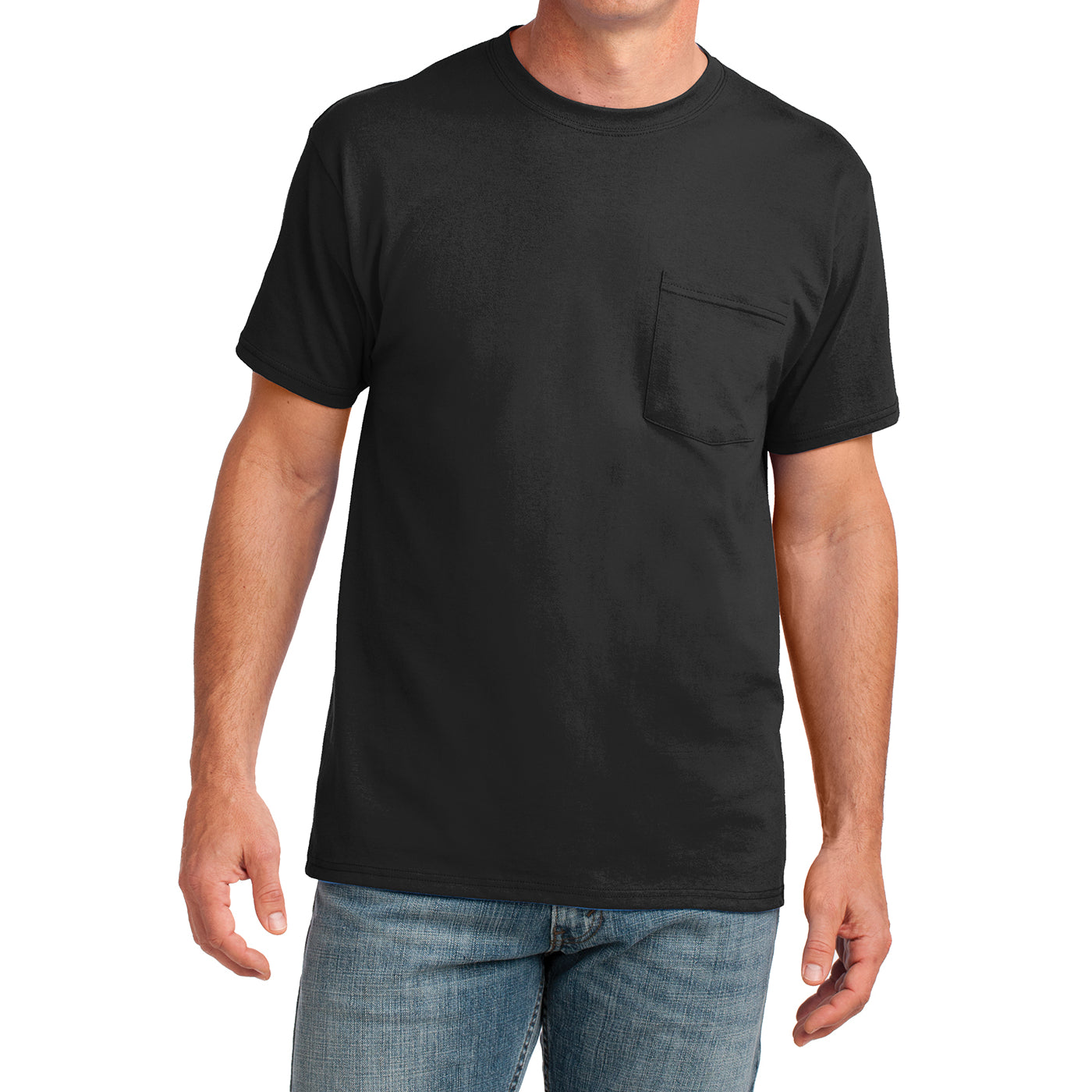 Men's Core Cotton Pocket Tee - Jet Black - Front