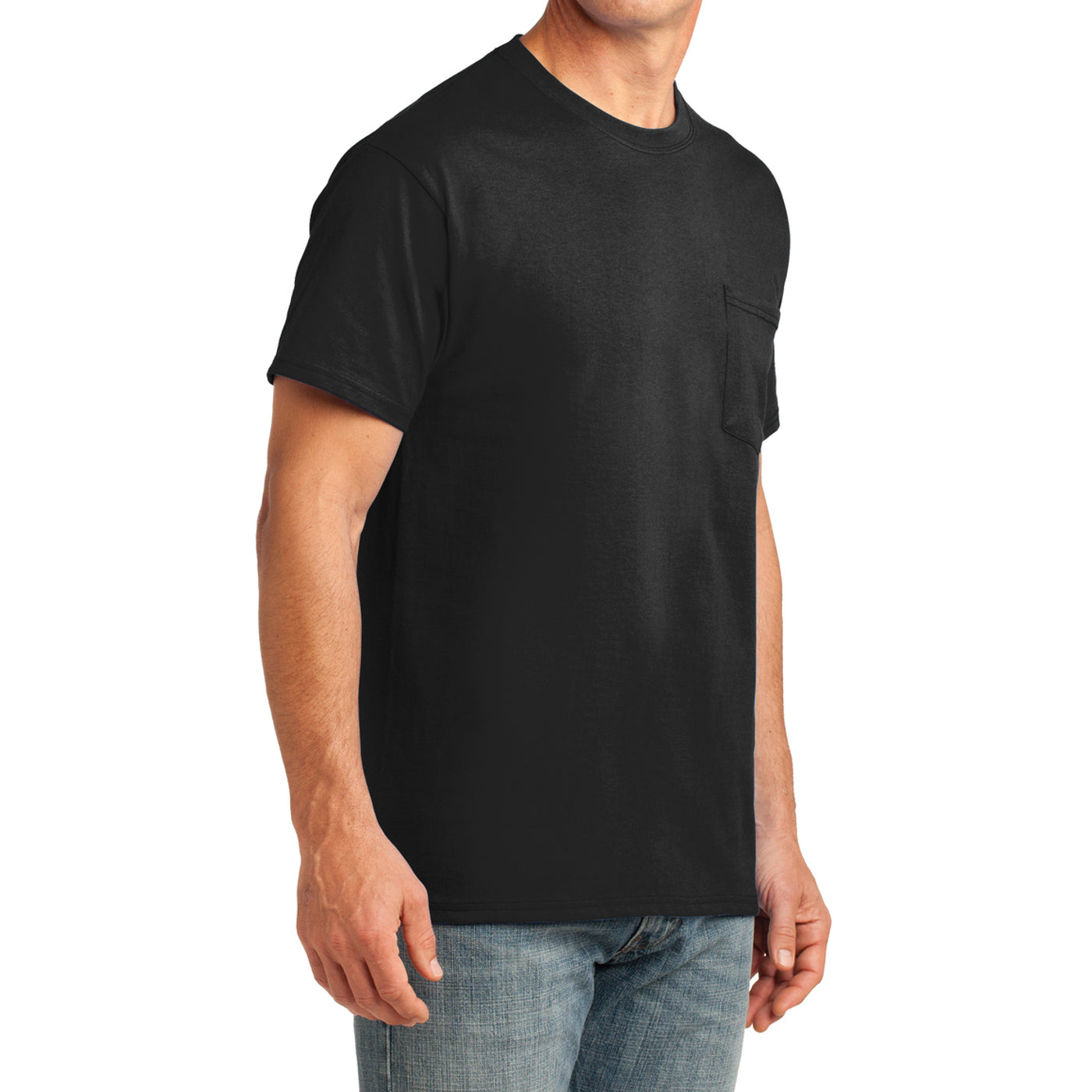 Men's Core Cotton Pocket Tee - Jet Black - Side