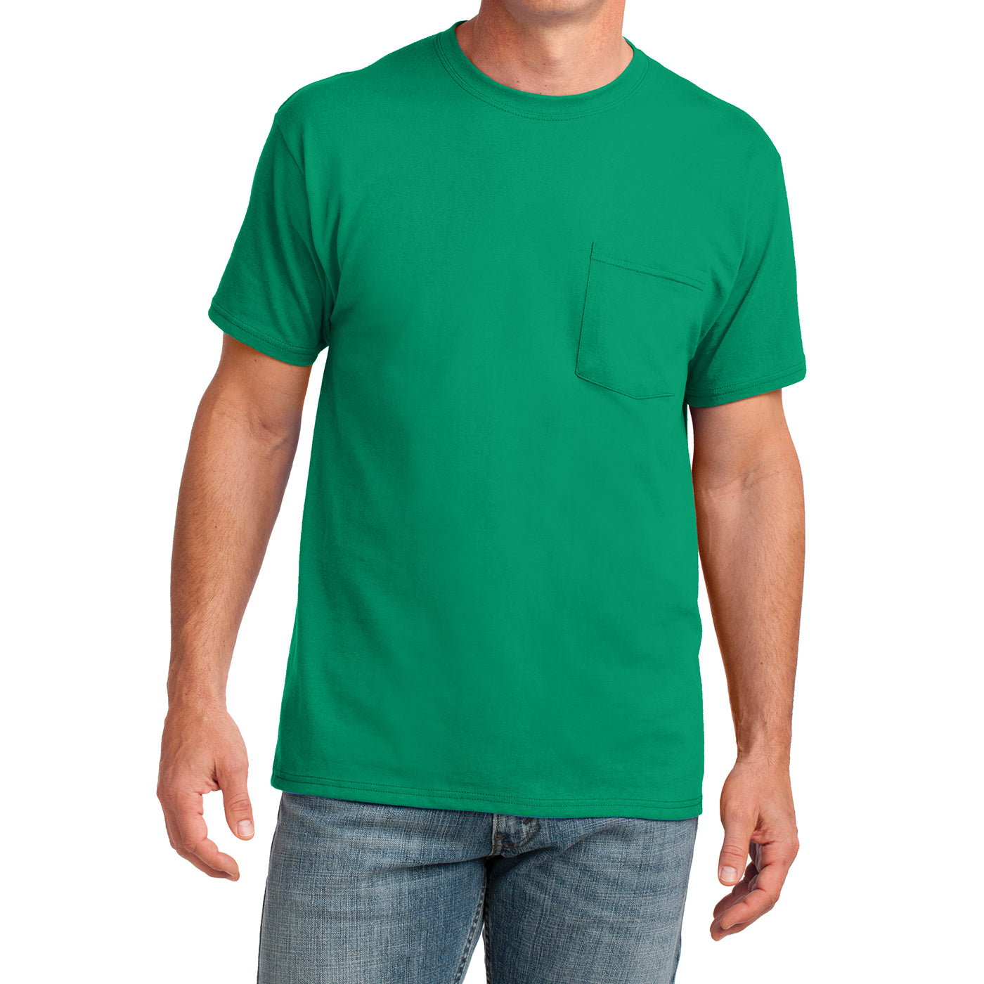 Men's Core Cotton Pocket Tee - Kelly - Front