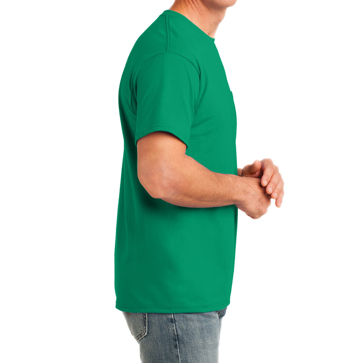 Men's Core Cotton Pocket Tee - Kelly - Side