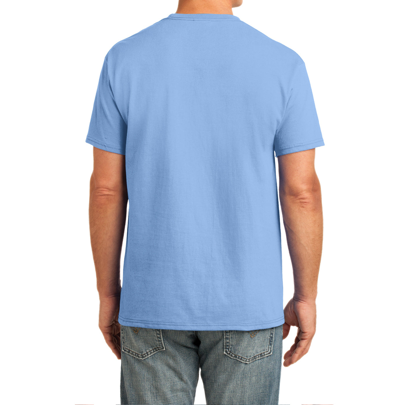 Men's Core Cotton Pocket Tee - Light Blue - Back