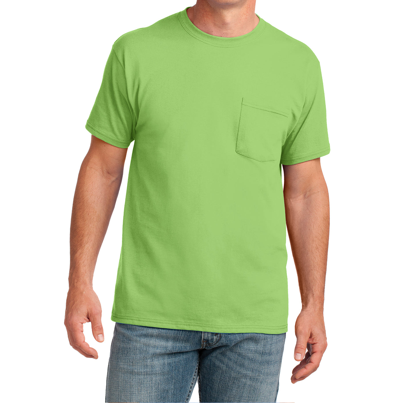 Men's Core Cotton Pocket Tee - Lime - Front