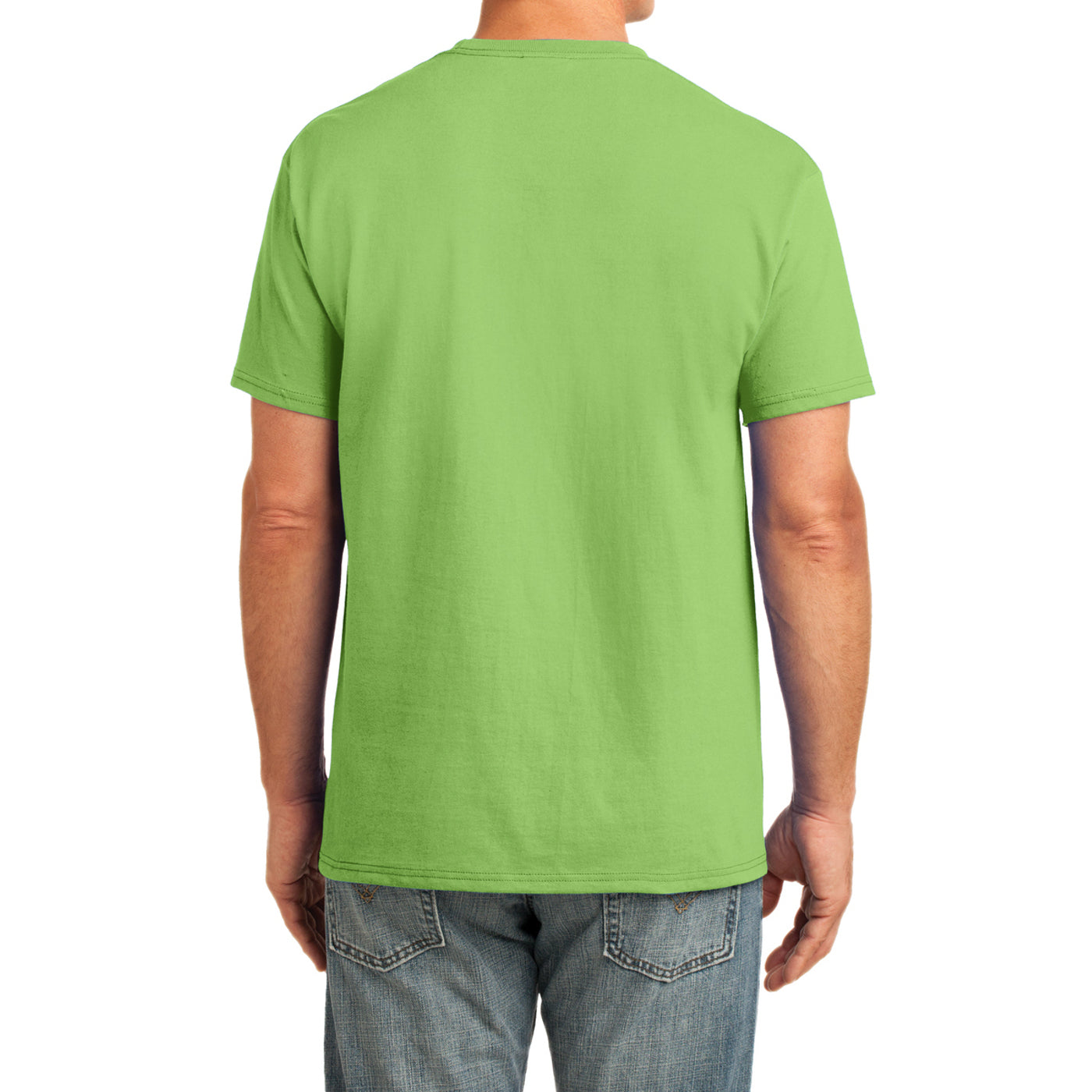Men's Core Cotton Pocket Tee - Lime - Back