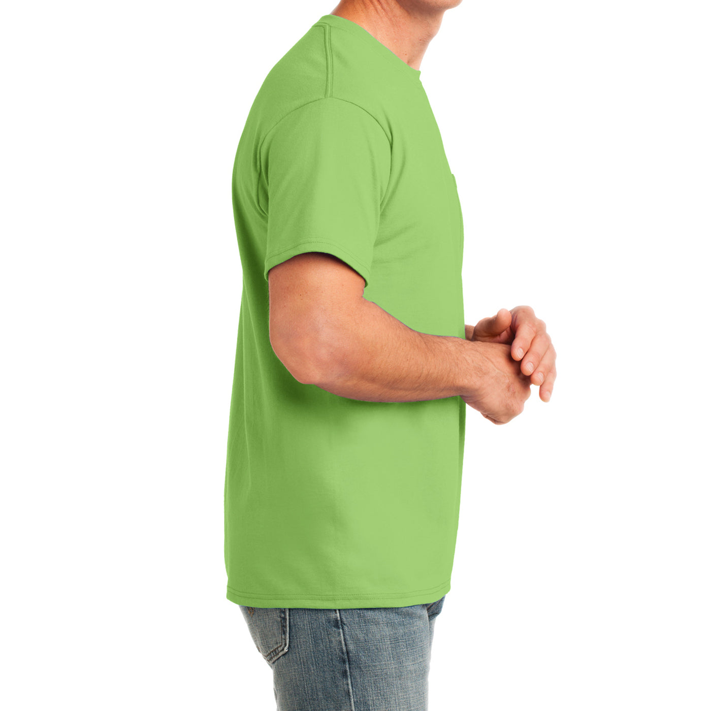 Men's Core Cotton Pocket Tee - Lime - Side