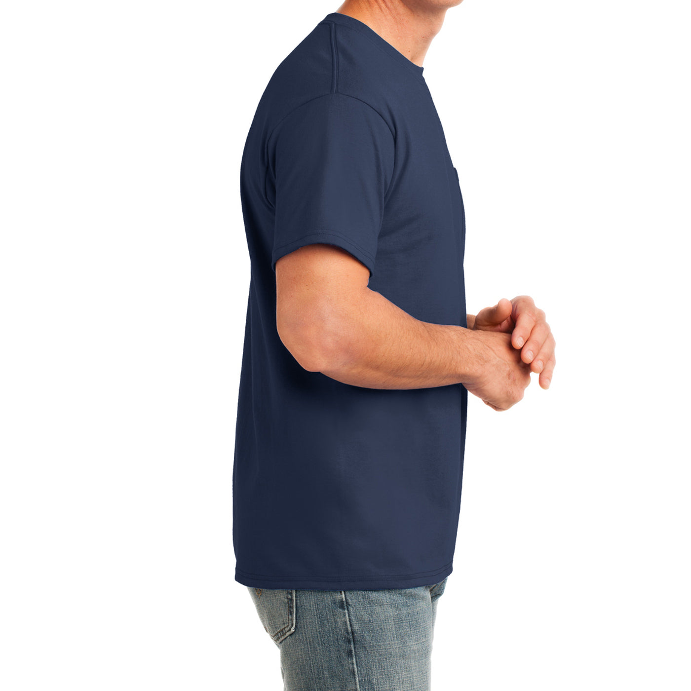 Men's Core Cotton Pocket Tee - Navy - Side