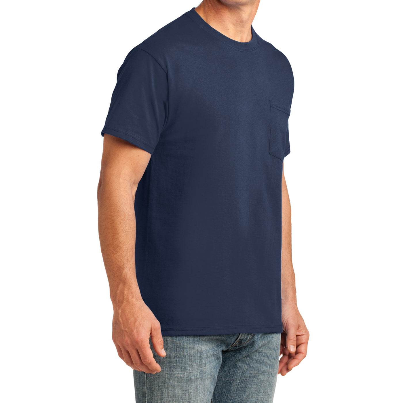 Men's Core Cotton Pocket Tee - Navy - Side