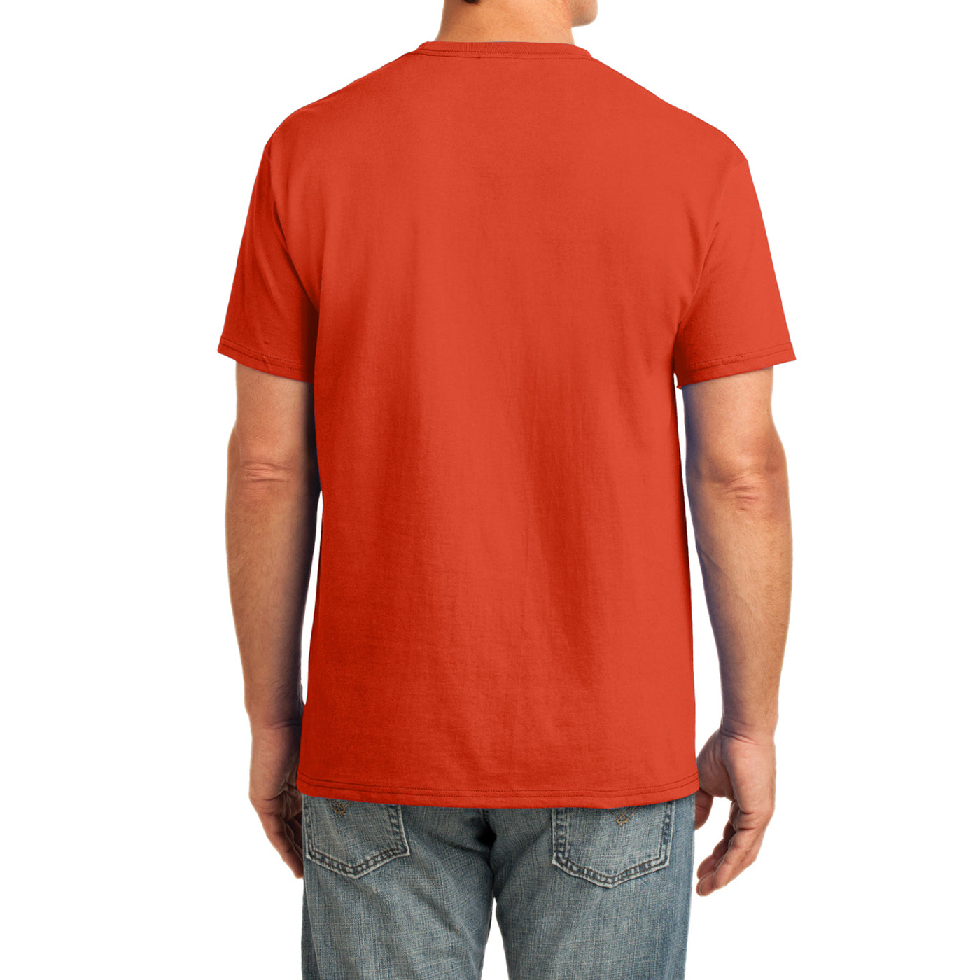 Men's Core Cotton Pocket Tee - Orange - Back