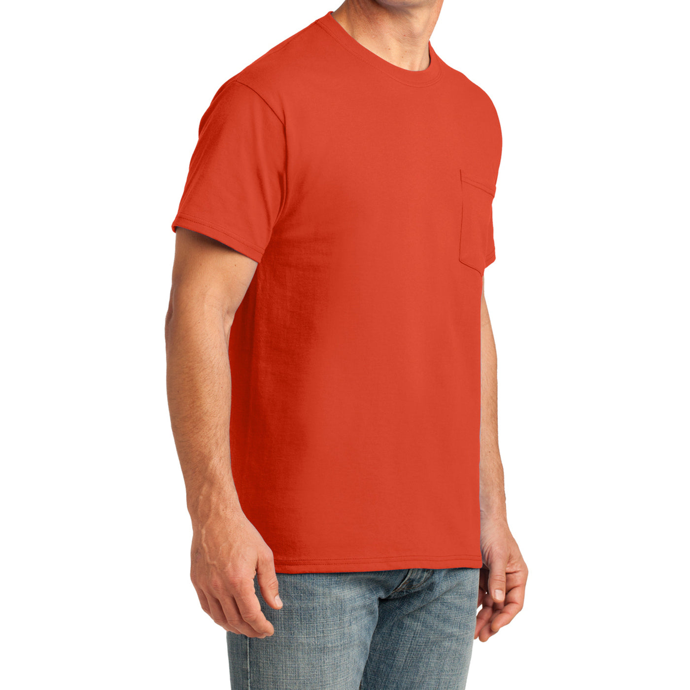 Men's Core Cotton Pocket Tee - Orange - Side