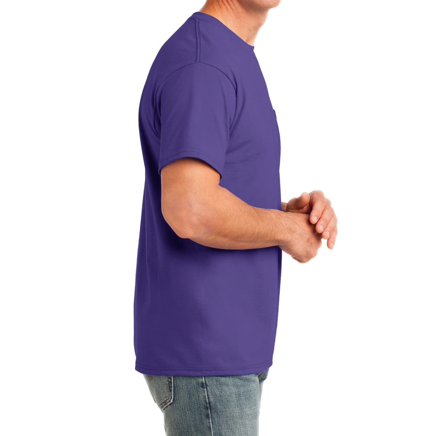 Men's Core Cotton Pocket Tee - Purple - Side