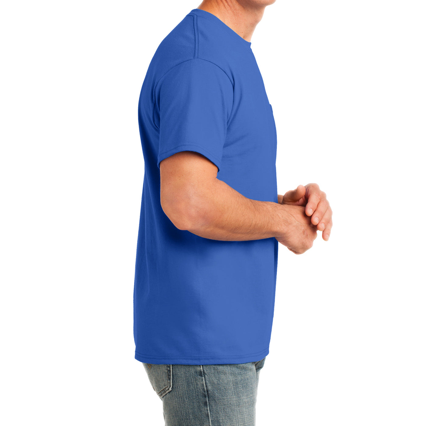Men's Core Cotton Pocket Tee - Royal - Side