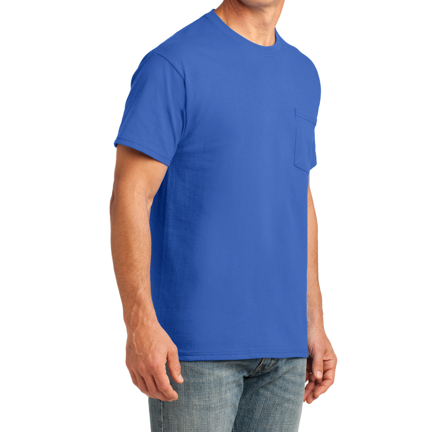 Men's Core Cotton Pocket Tee - Royal - Side