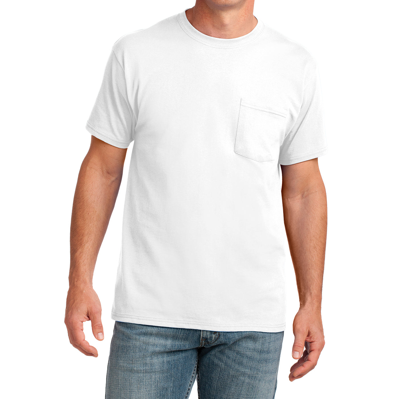 Men's Core Cotton Pocket Tee - White - Front