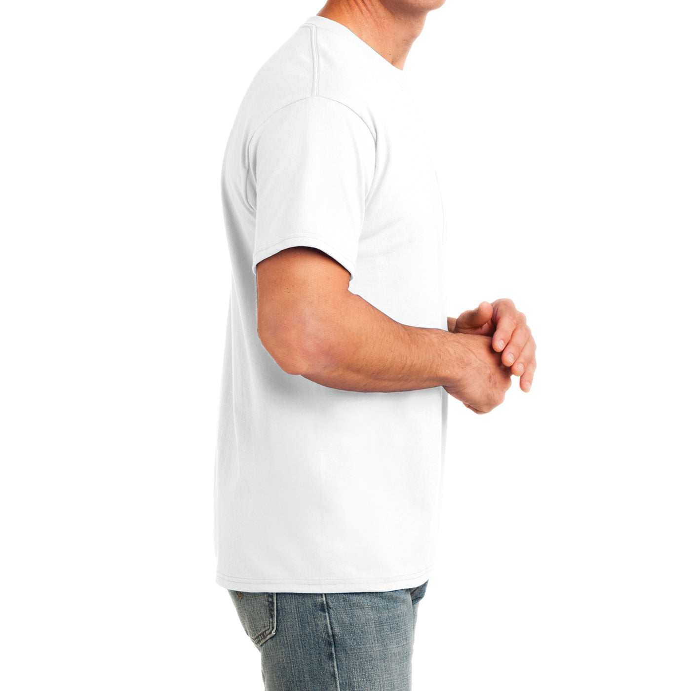 Men's Core Cotton Pocket Tee - White - Side
