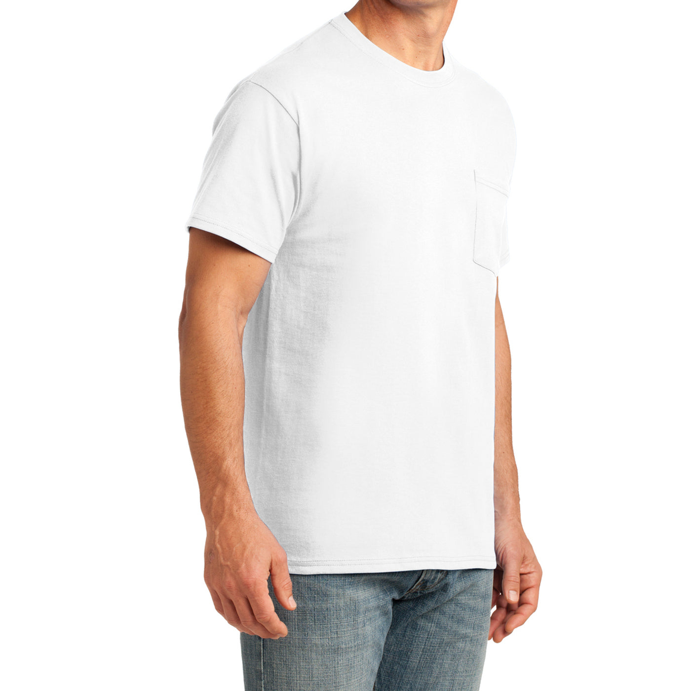Men's Core Cotton Pocket Tee - White - Side