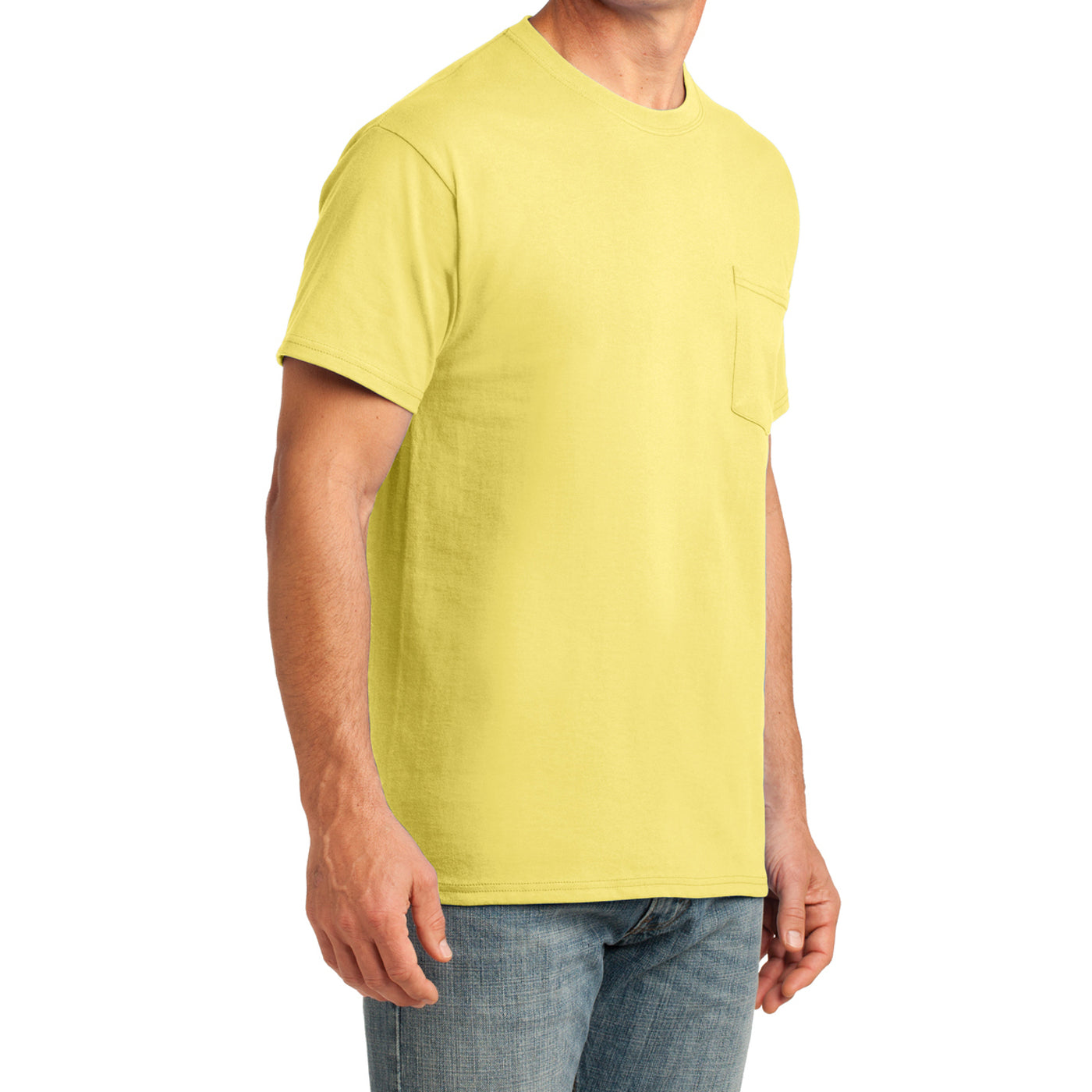 Men's Core Cotton Pocket Tee - Yellow - Side