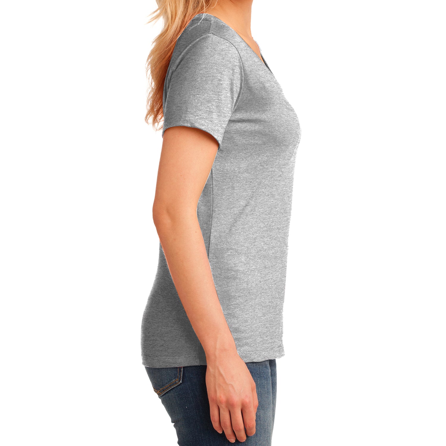 Women's Core Cotton V-Neck Tee Ash - Side