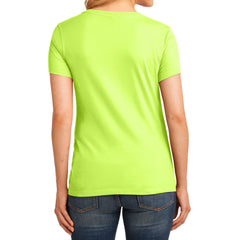 Women's Core Cotton V-Neck Tee - Neon Yellow - Back