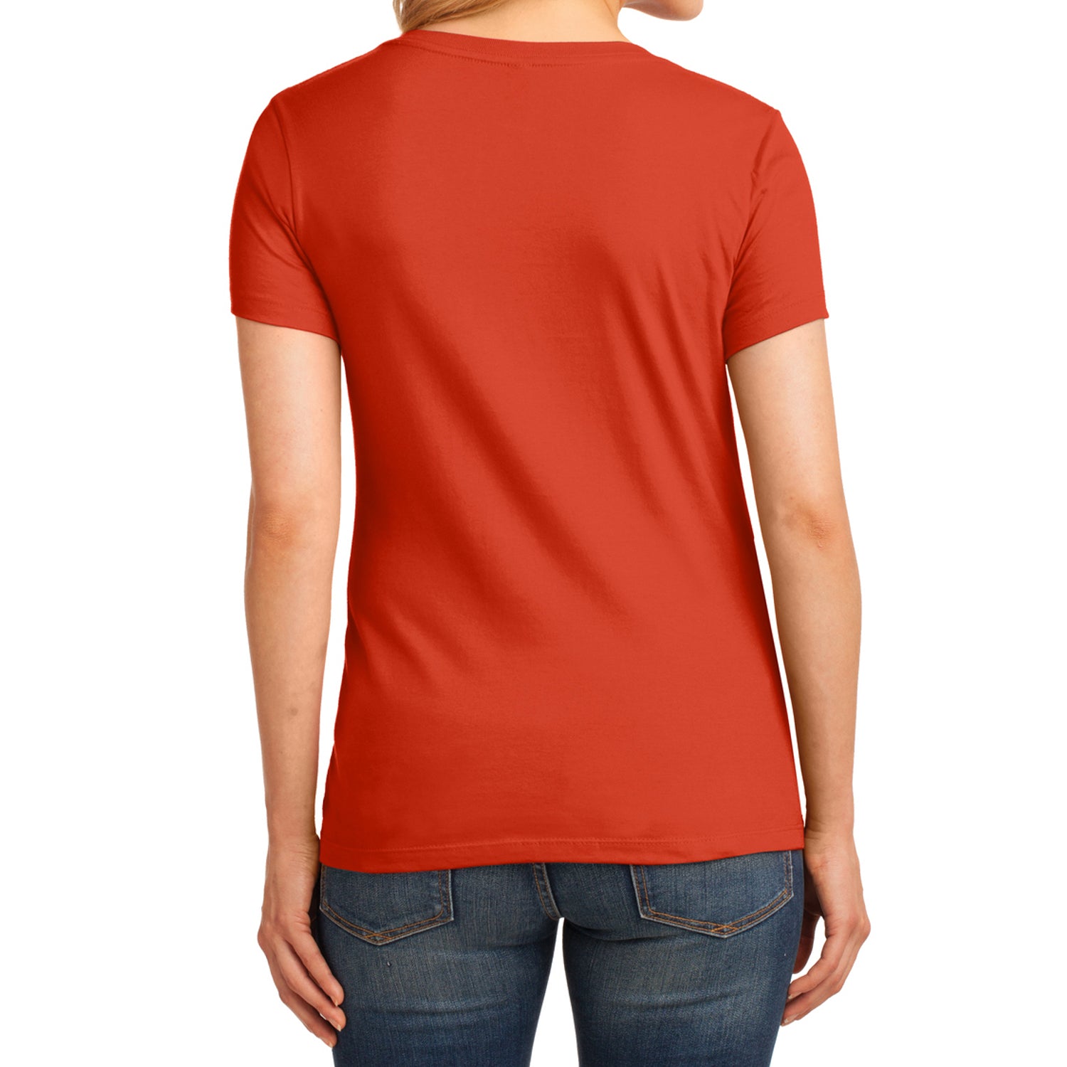 Women's Core Cotton V-Neck Tee - Orange - Back
