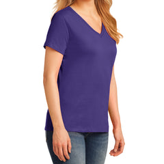 Women's Core Cotton V-Neck Tee - Purple - Side