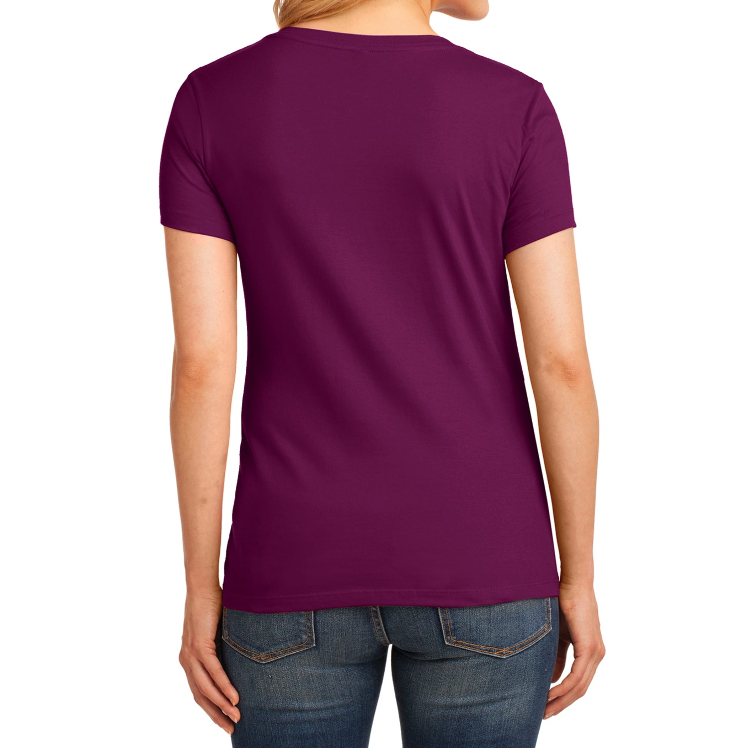 Women's Core Cotton V-Neck Tee - Raspberry - Back