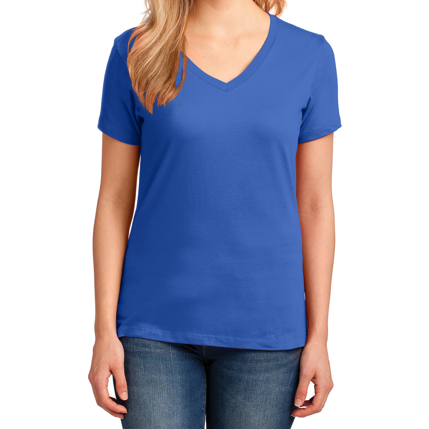 Women's Core Cotton V-Neck Tee - Royal - Front