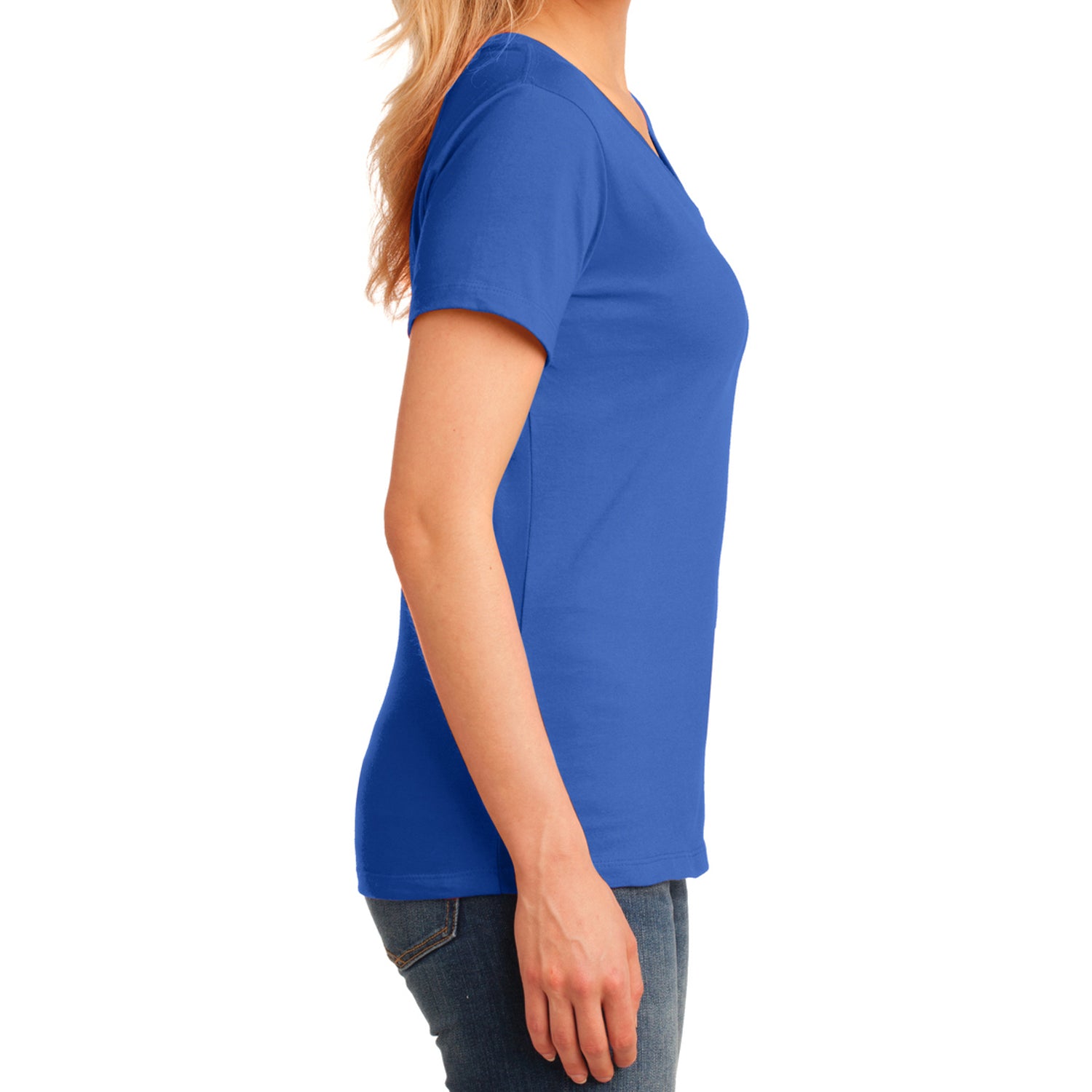 Women's Core Cotton V-Neck Tee - Royal - Side