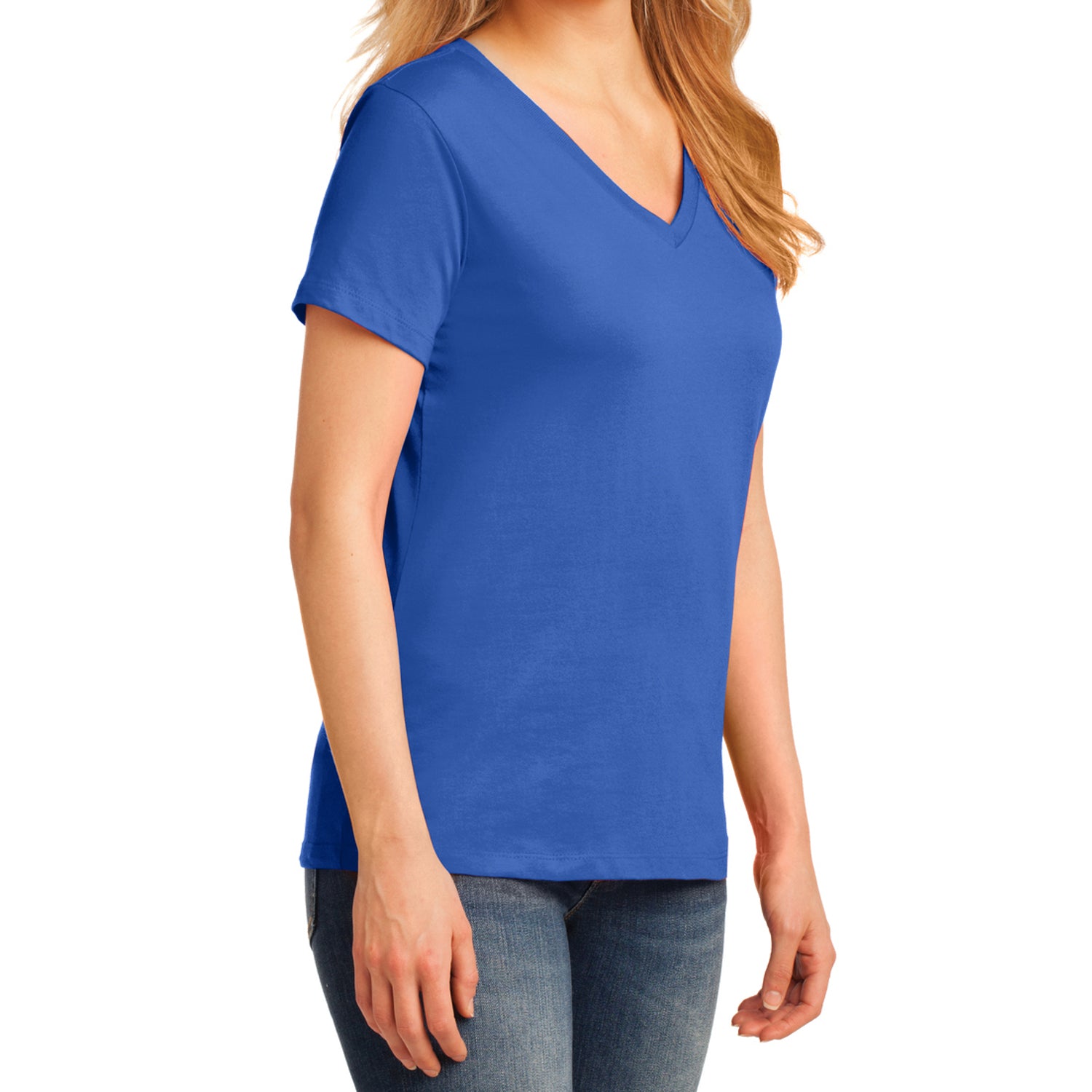 Women's Core Cotton V-Neck Tee - Royal - Side