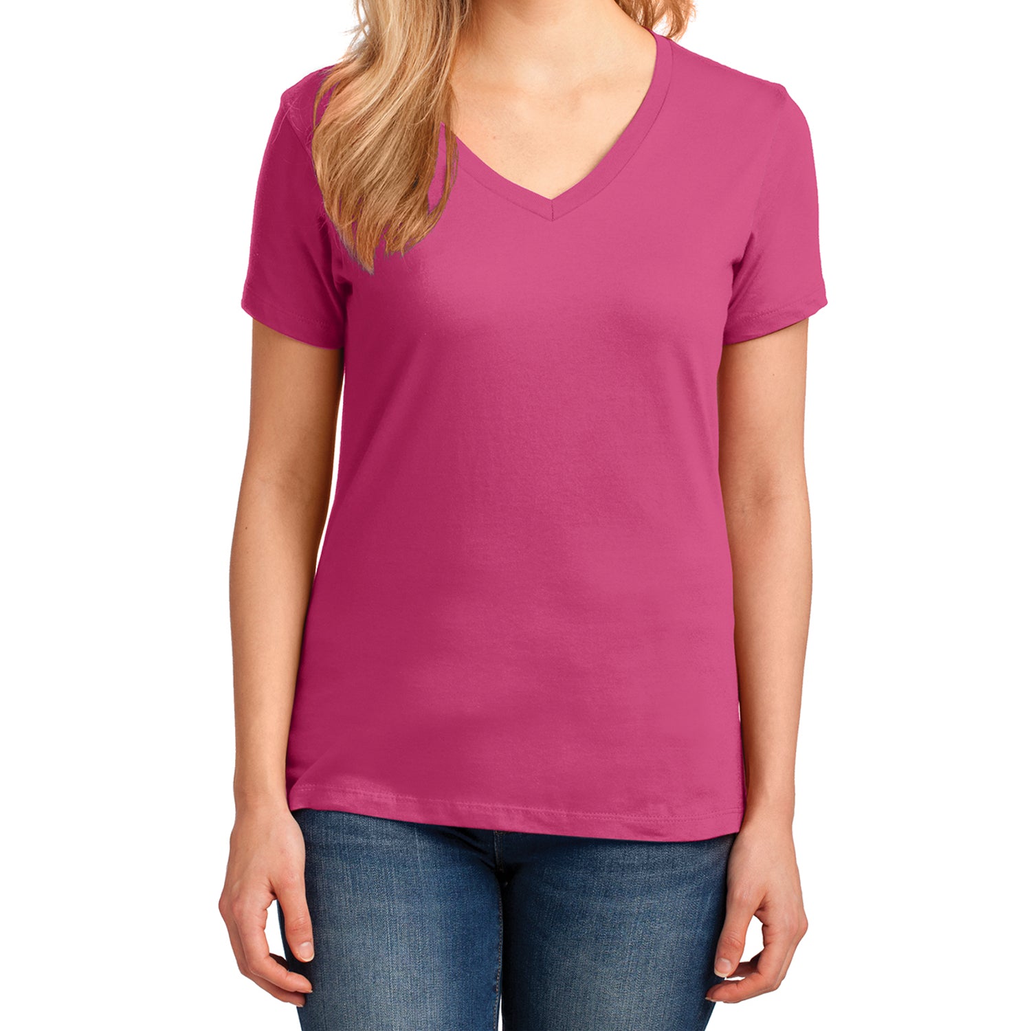 Women's Core Cotton V-Neck Tee - Sangria - Front
