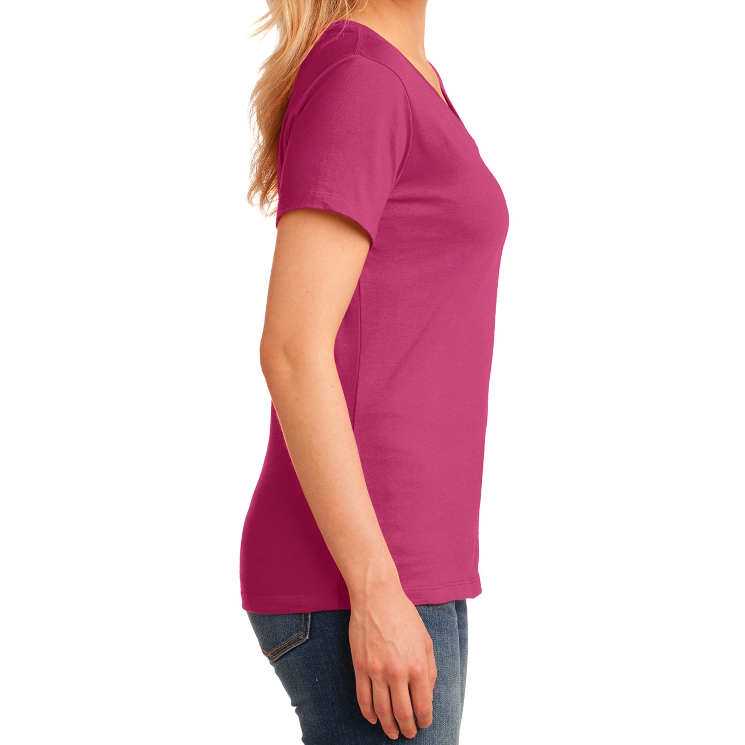 Women's Core Cotton V-Neck Tee - Sangria - Side