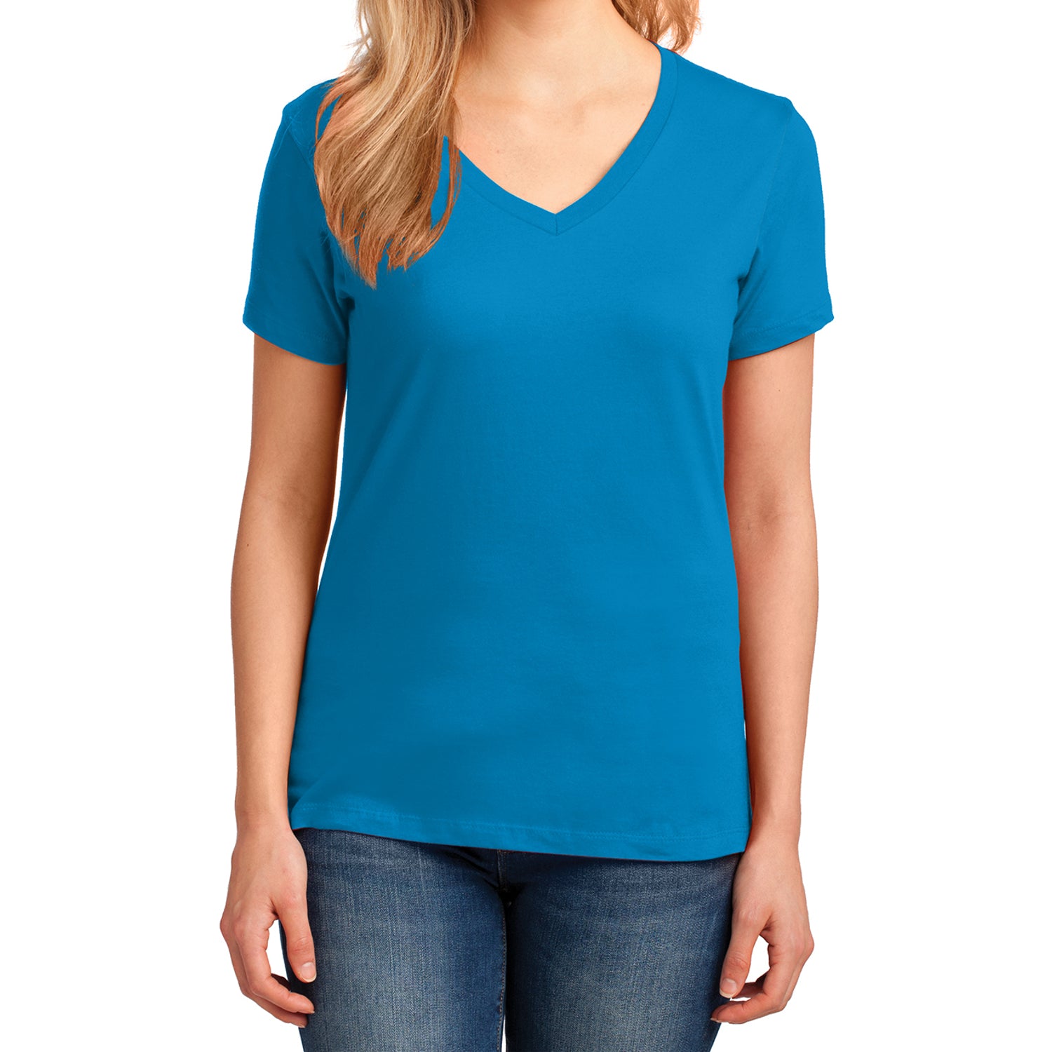 Women's Core Cotton V-Neck Tee - Sapphire - Front